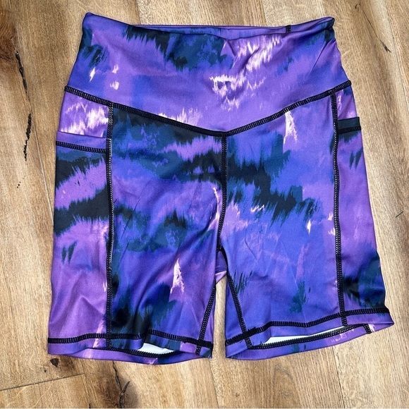 SHEIN Purple Tie Dye Bike Shorts High Waisted Small - Picture 1 of 11